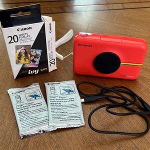 Polaroid Snap Touch Bright Red/ Orange Instant Camera with Rainbow Accent